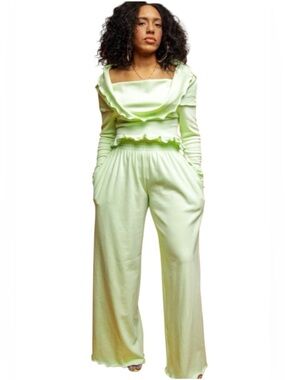 NWOT Sammy B Kenny Wide Leg Pants Mint Green Cotton Size Medium
